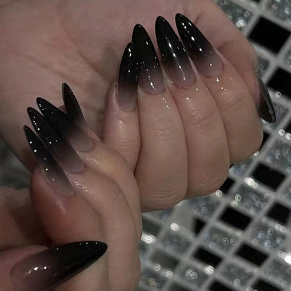 Halloween French Black Gradient Almond Press-On Nails