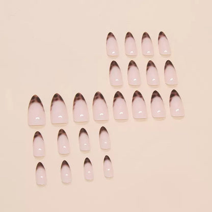 Minimalist Solid Color French Leopard Print Detachable Press-On Nails
