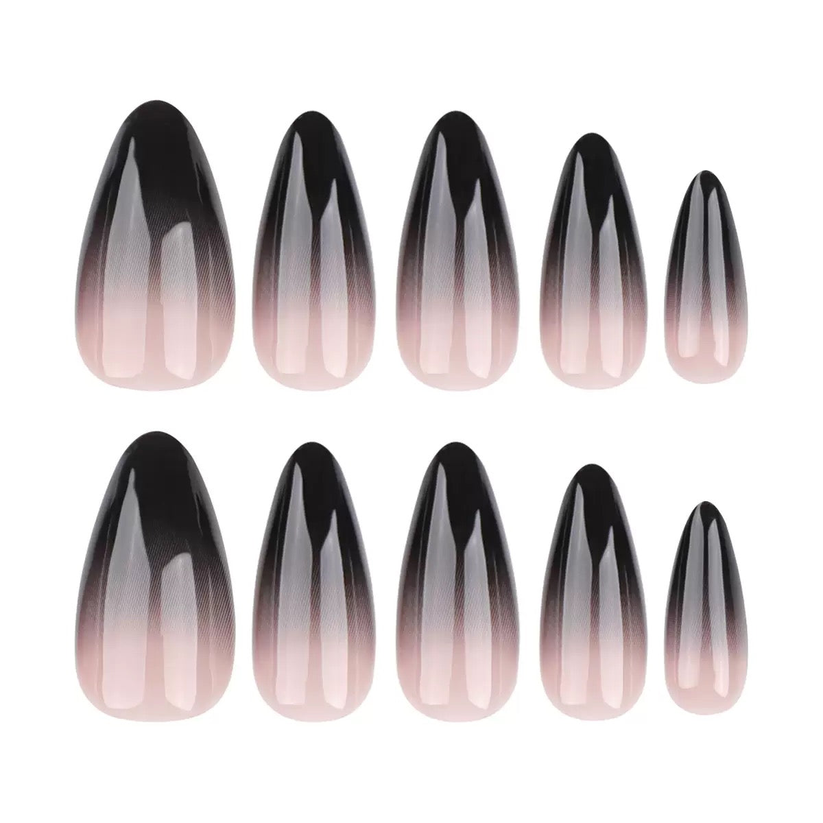 Halloween French Black Gradient Almond Press-On Nails