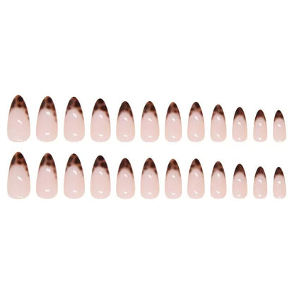 Minimalist Solid Color French Leopard Print Detachable Press-On Nails