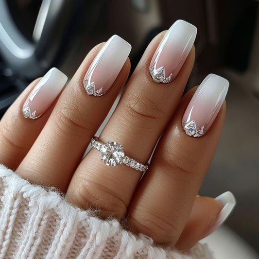 Silver Glitter Mountain Ombre Press-On Nails
