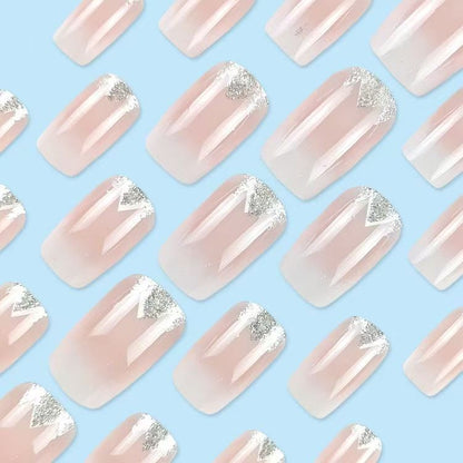 Silver Glitter Mountain Ombre Press-On Nails