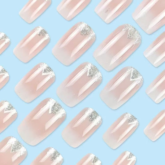 Silver Glitter Mountain Ombre Press-On Nails