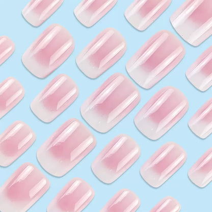 Pink-to-White Gradient Press-On Nail Set