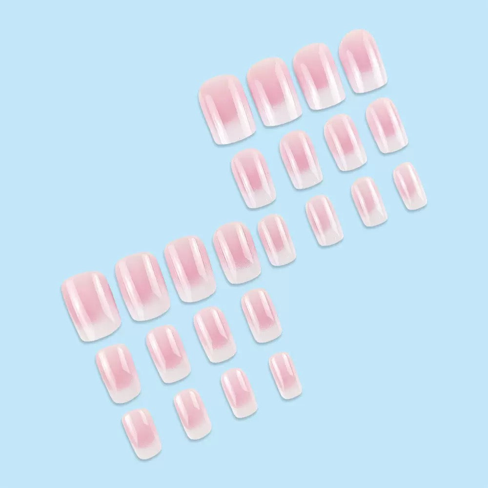 Pink-to-White Gradient Press-On Nail Set