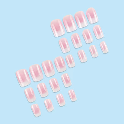 Pink-to-White Gradient Press-On Nail Set