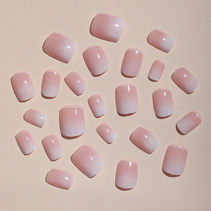 Pink-to-White Gradient Press-On Nail Set
