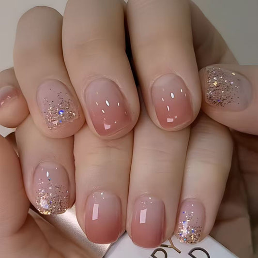 Icy Clear Glitter Press-On Nails