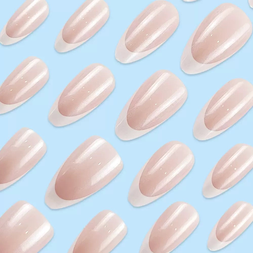 French White-Tip Almond Press-On Nails
