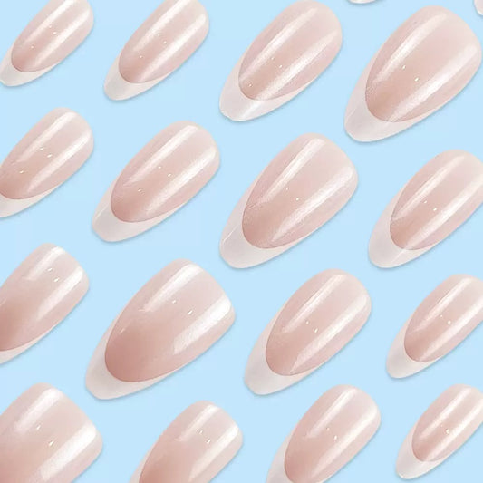 French White-Tip Almond Press-On Nails