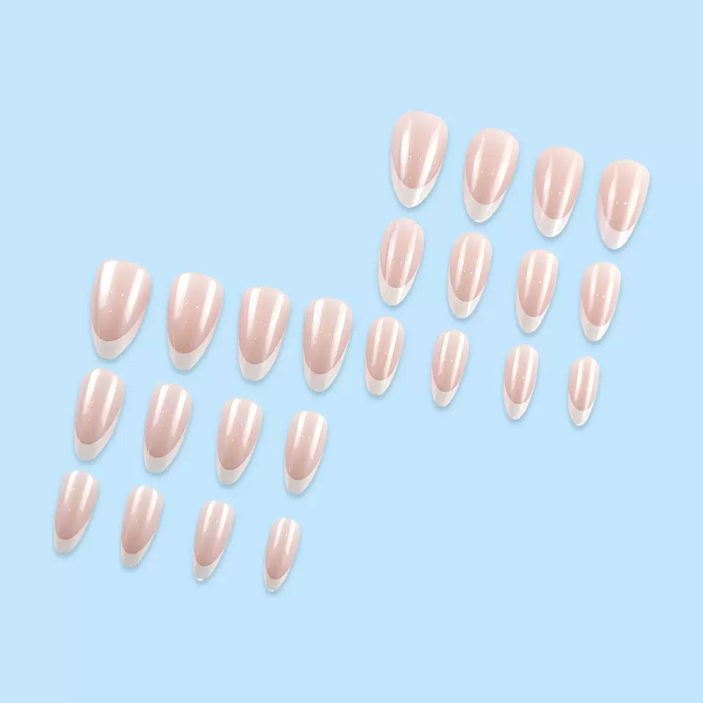 French White-Tip Almond Press-On Nails