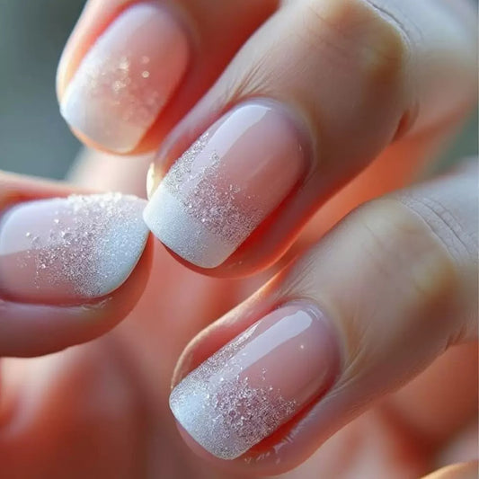 French Pink & White Shimmer Press-On Nails