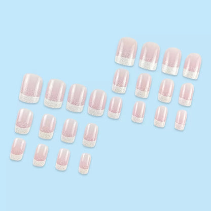 French Pink & White Shimmer Press-On Nails