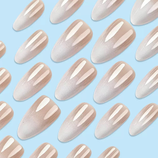 Gray & White Gradient Almond Press-On Nails