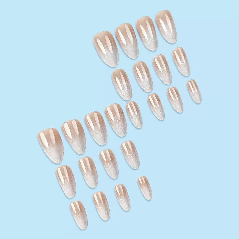 Gray & White Gradient Almond Press-On Nails
