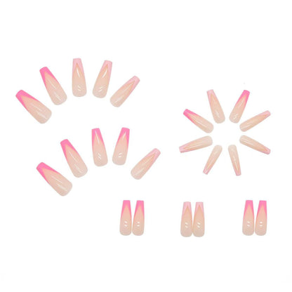 French-Style Edgy Girl Pink-Peach Long Ballet Press-On Nails