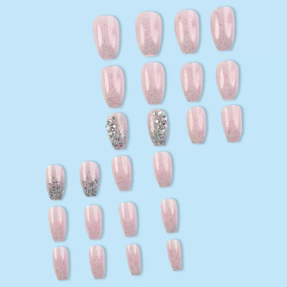 Lotus Pink Gradient Glitter Press-On Nails