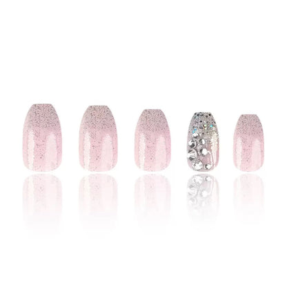 Lotus Pink Gradient Glitter Press-On Nails