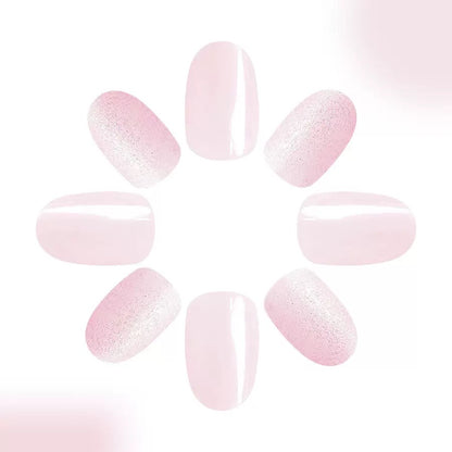 Sweet Girl Aurora Glitter Oval Round Almond Detachable Press-On Nails | Cute & Chic Style