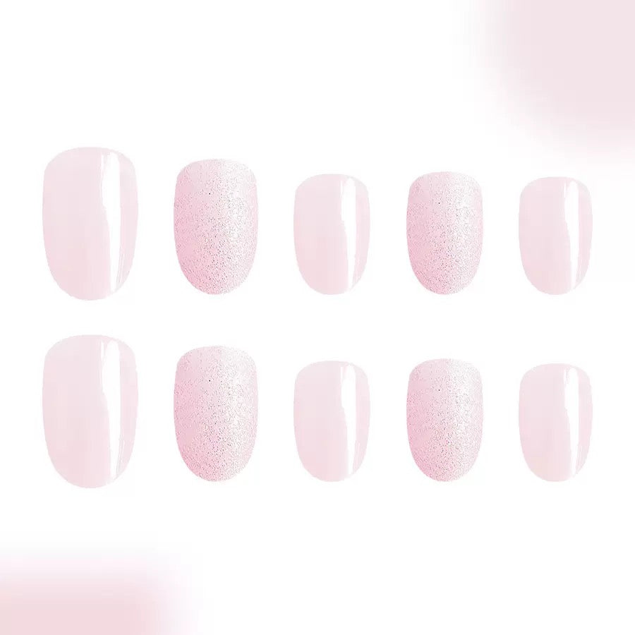 Sweet Girl Aurora Glitter Oval Round Almond Detachable Press-On Nails | Cute & Chic Style