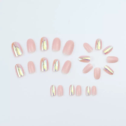 Sweet Girl Aurora Glitter Oval Round Almond Detachable Press-On Nails | Cute & Chic Style