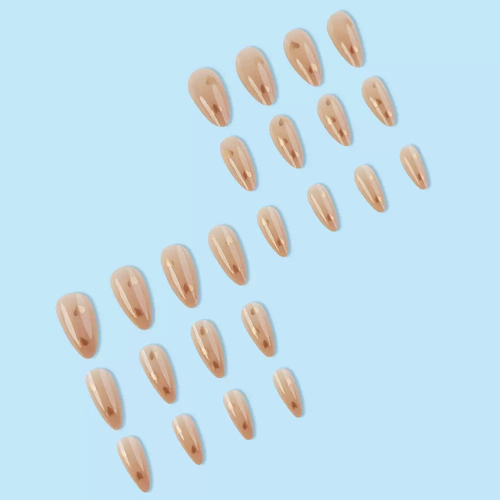 French Nude Heart Press-On Nails