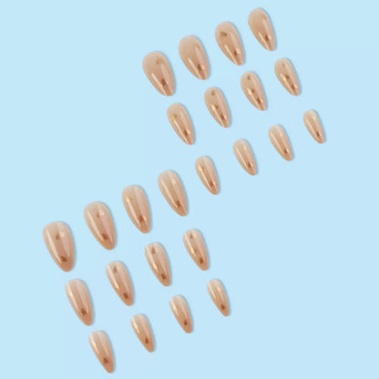 French Nude Heart Press-On Nails