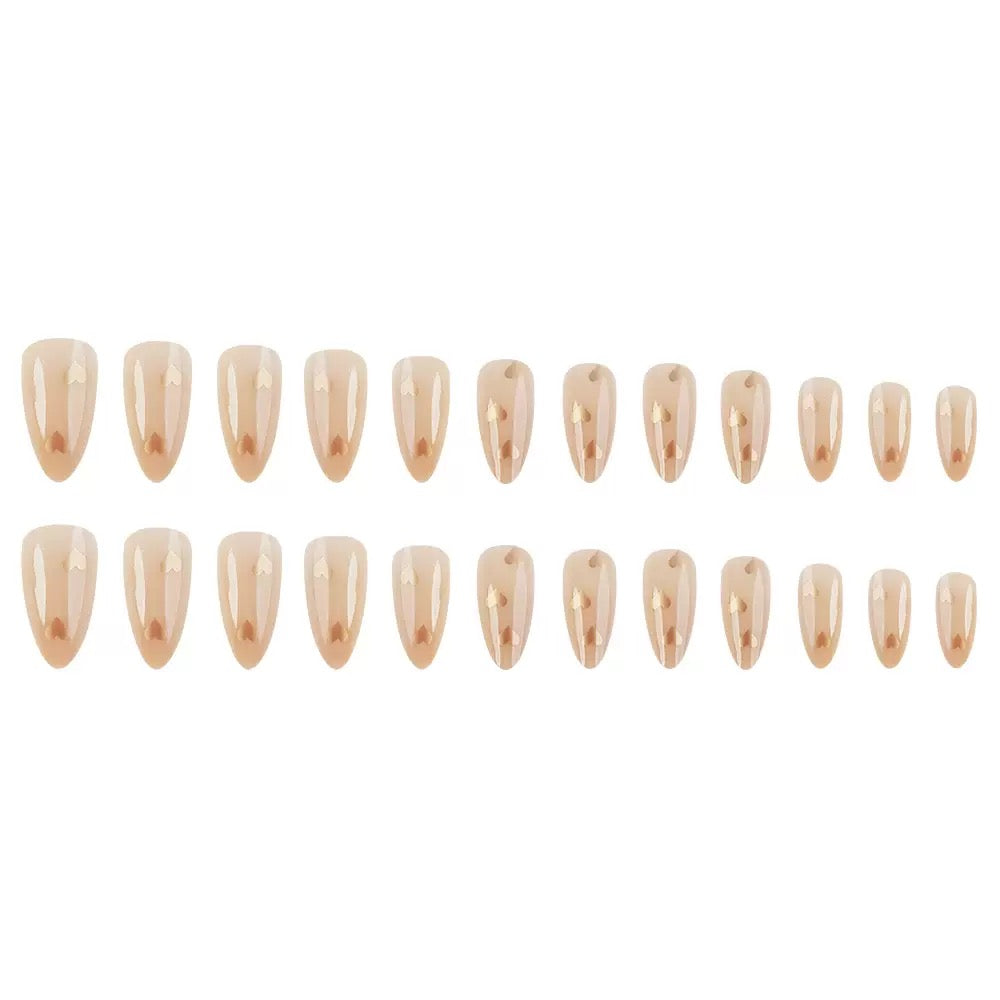 French Nude Heart Press-On Nails