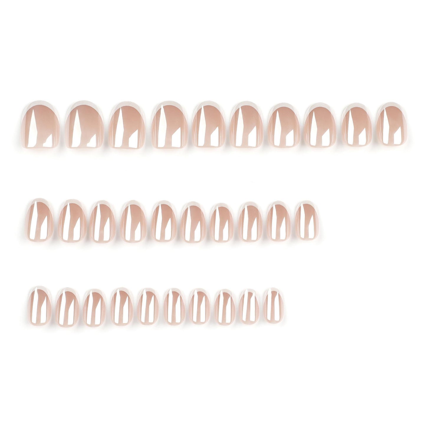 French-Style Elegant Nude with White Tips Short Press-On Nails with Ambient Aesthetic