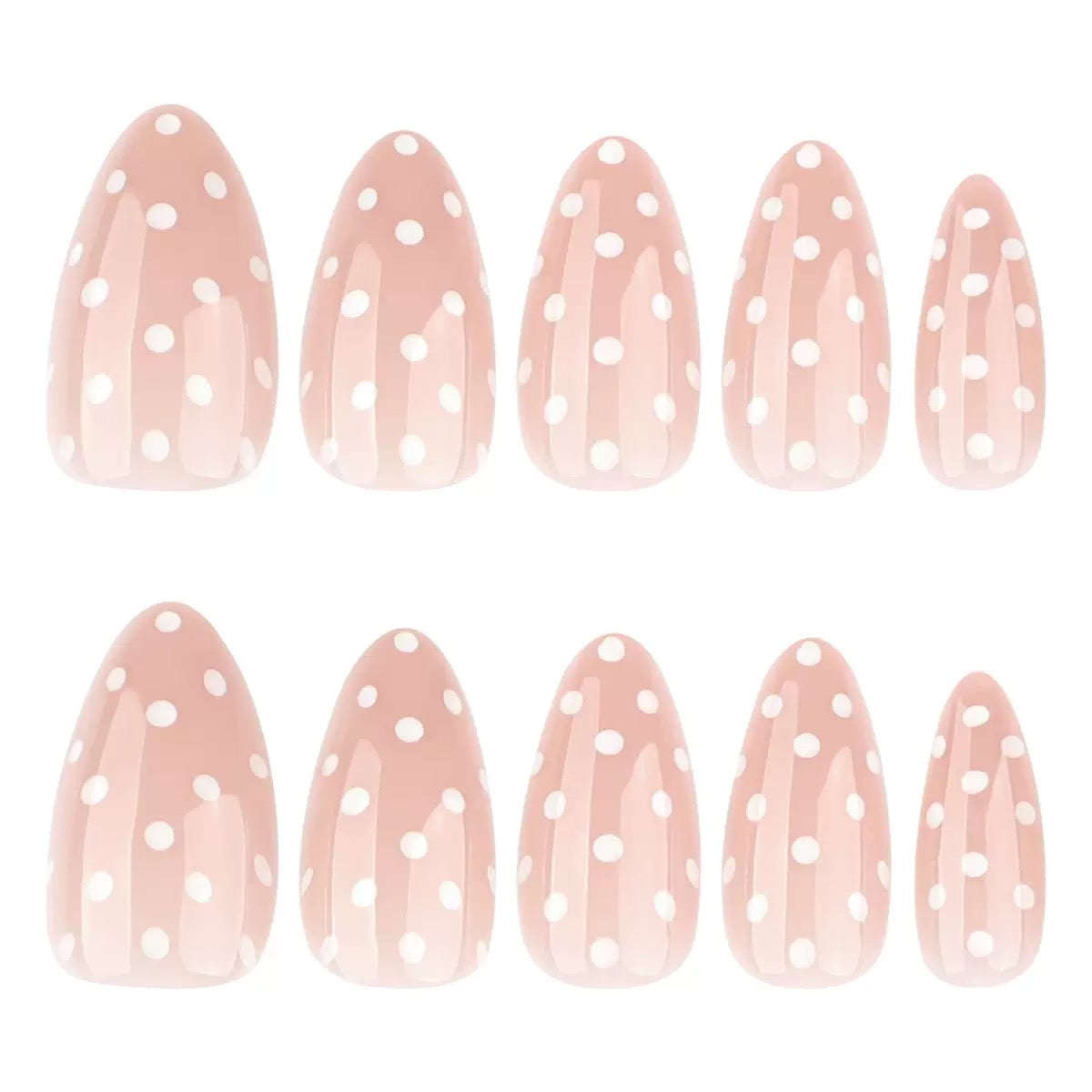 Simple White Polka Dot Almond Press-On Nails