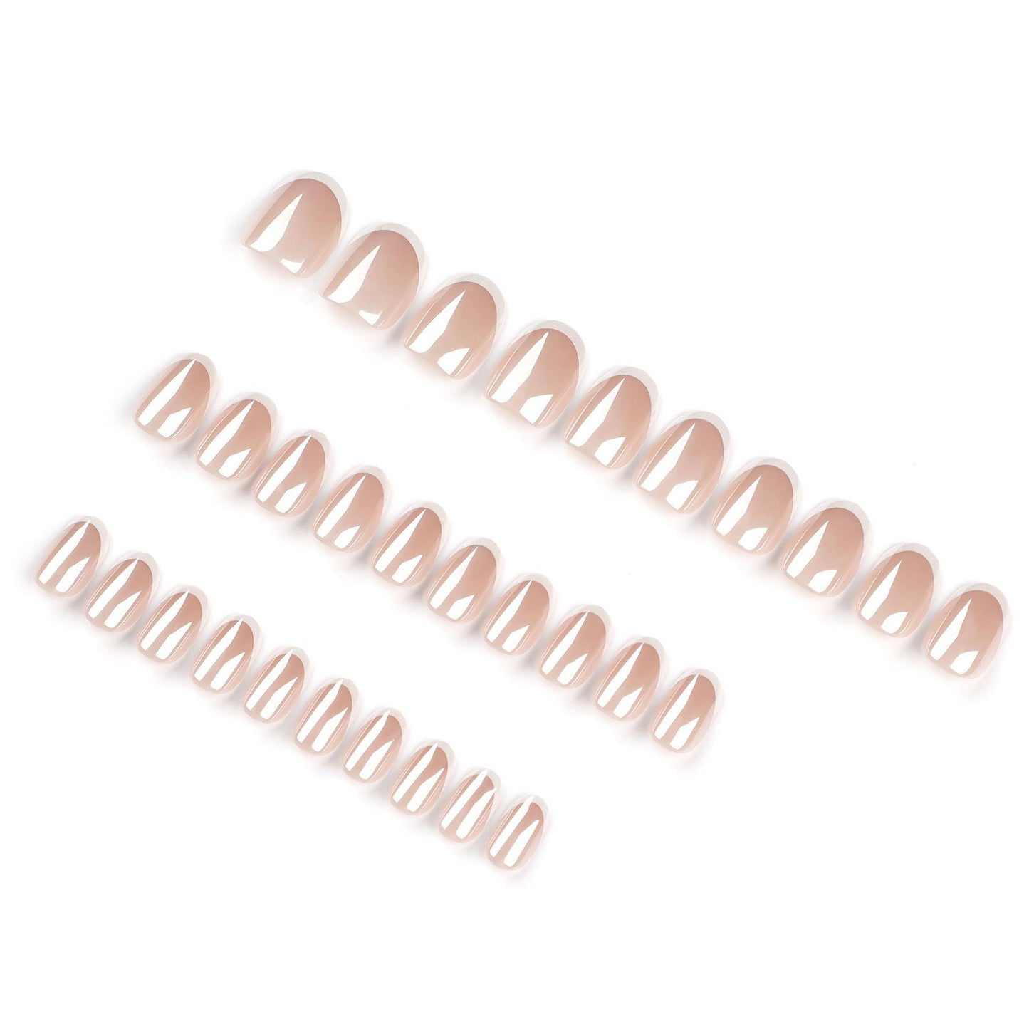 French-Style Elegant Nude with White Tips Short Press-On Nails with Ambient Aesthetic