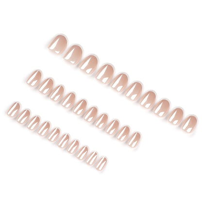French-Style Elegant Nude with White Tips Short Press-On Nails with Ambient Aesthetic