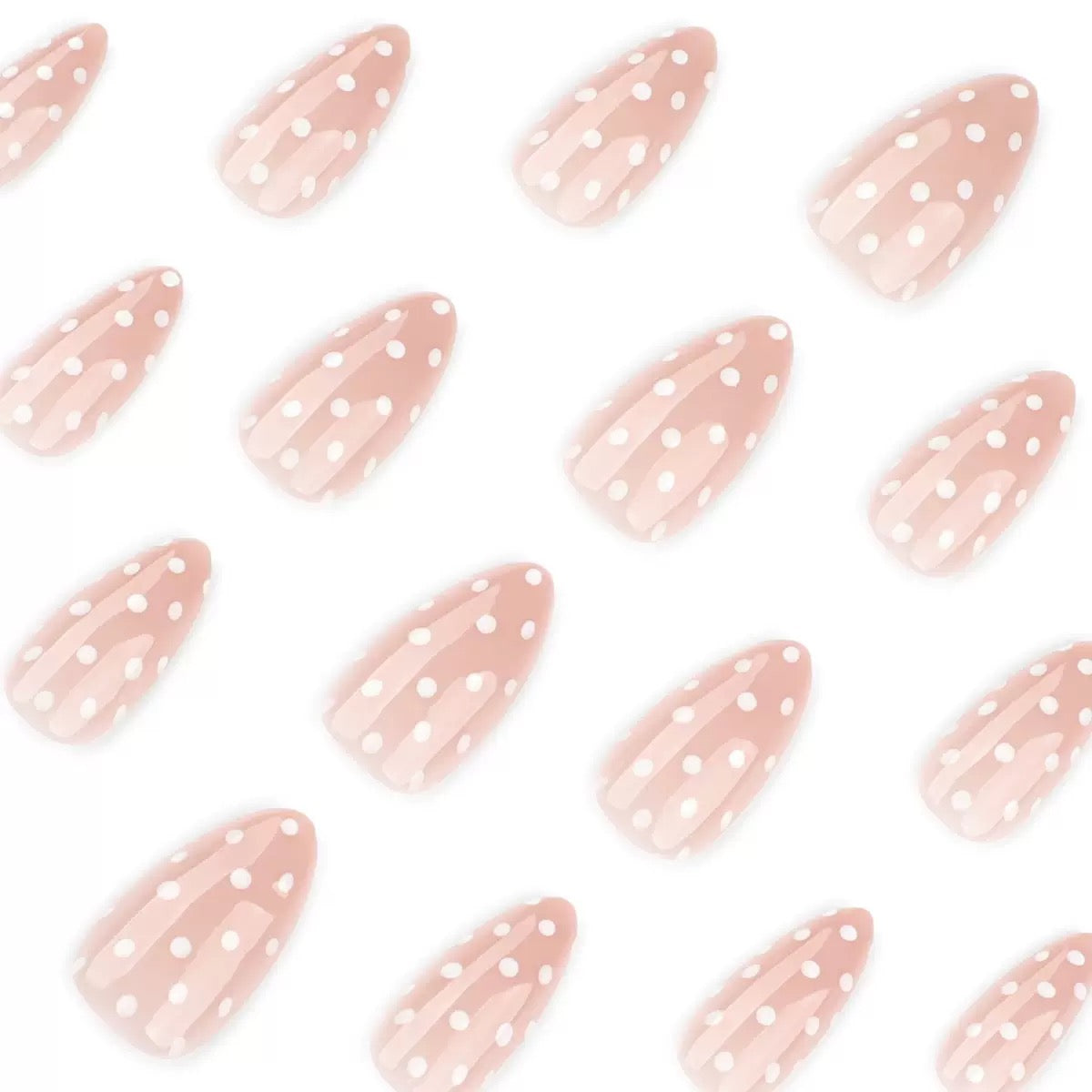 Simple White Polka Dot Almond Press-On Nails