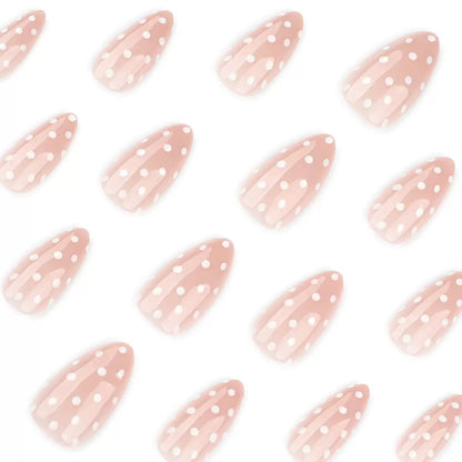 Simple White Polka Dot Almond Press-On Nails