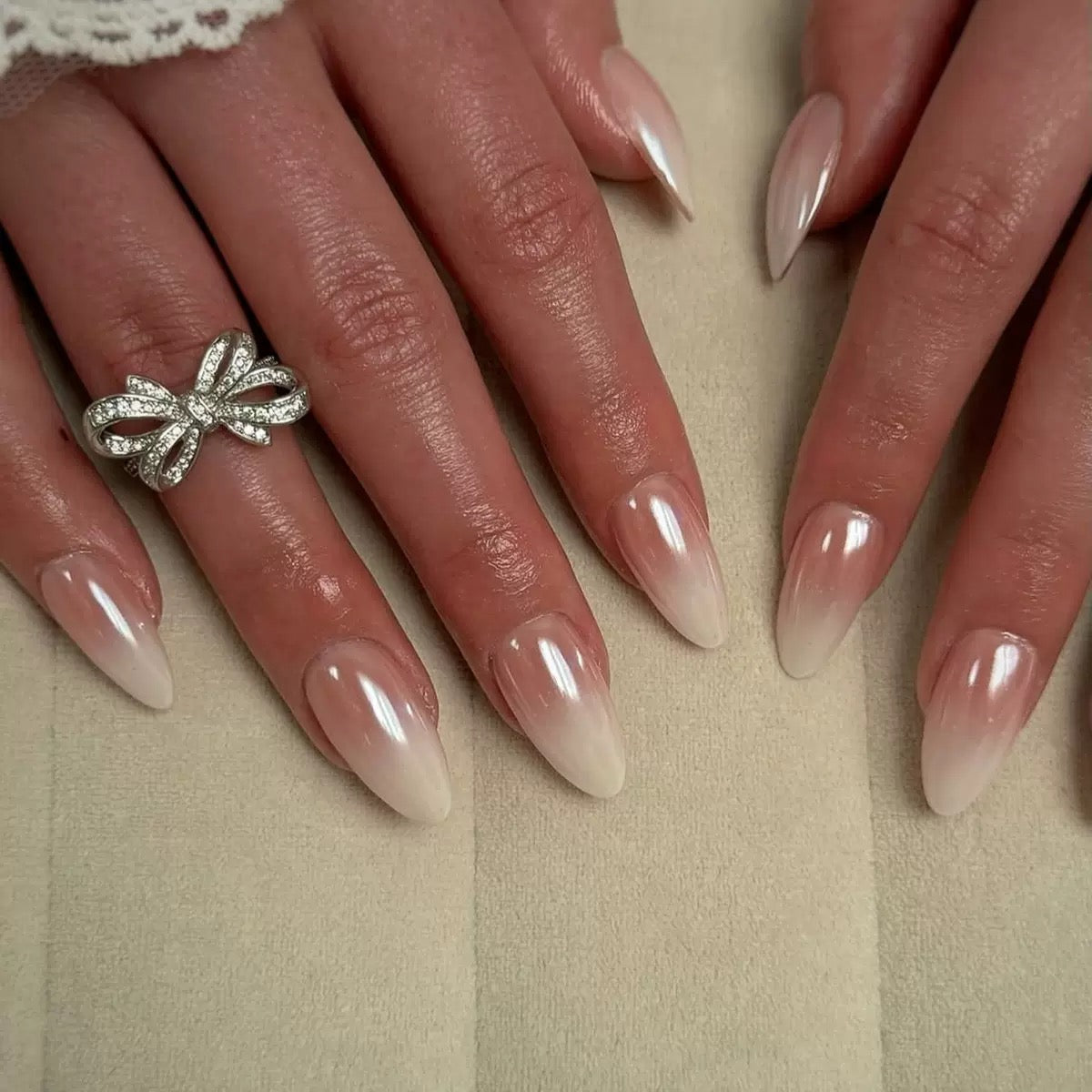French Elegant Gradient Almond Press-On Nails