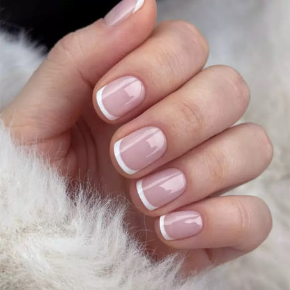 Simple French White Short Square Press-On Nails