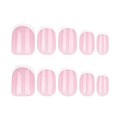 Simple French White Short Square Press-On Nails