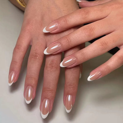 Simple French White Coated Press-On Nails
