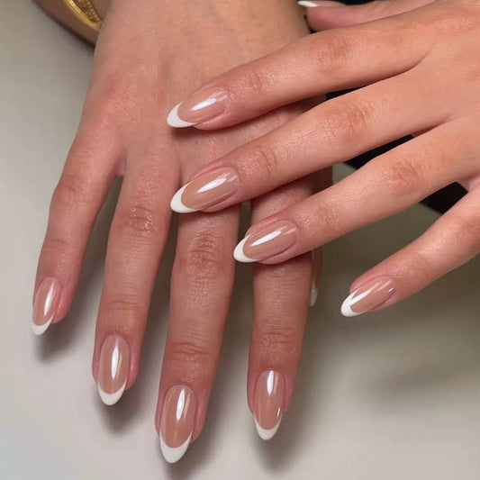 Simple French White Coated Press-On Nails