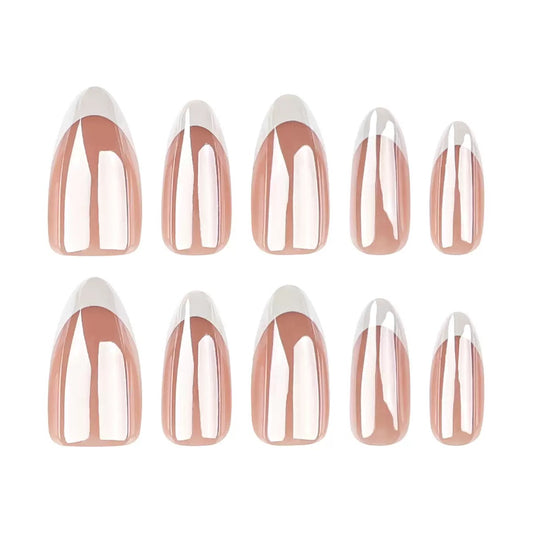 Simple French White Coated Press-On Nails