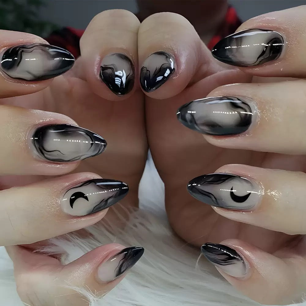 Dark Gothic Sexy Girl Chinese Ink Painting Press-On Nails
