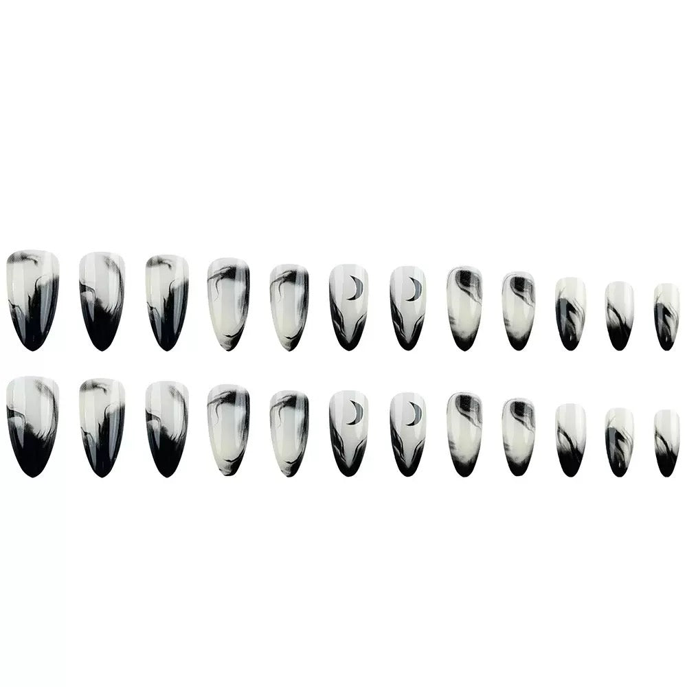 Dark Gothic Sexy Girl Chinese Ink Painting Press-On Nails