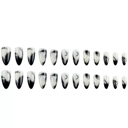 Dark Gothic Sexy Girl Chinese Ink Painting Press-On Nails