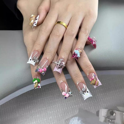 Kitty Cat Duckbill Handmade Press-On Nails