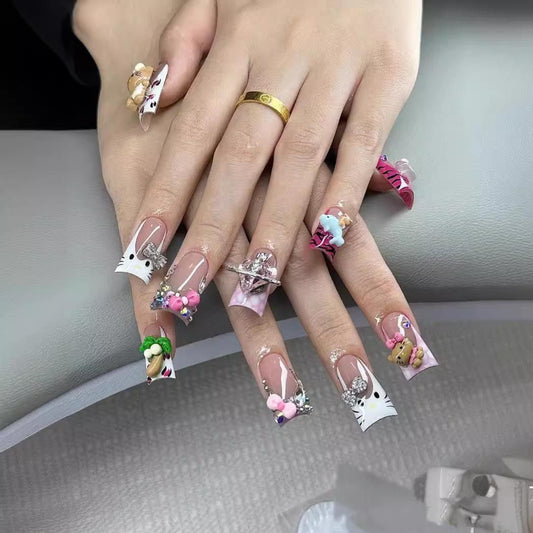 Kitty Cat Duckbill Handmade Press-On Nails