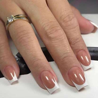 French nude short press-on nails