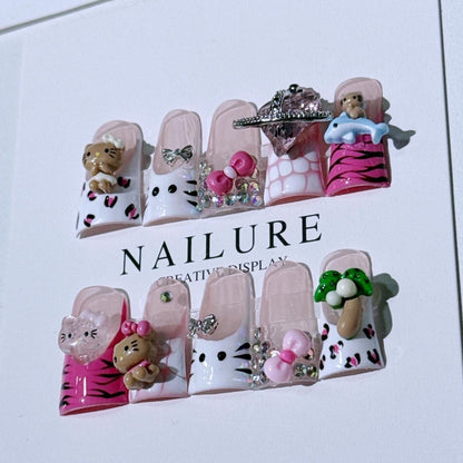 Kitty Cat Duckbill Handmade Press-On Nails