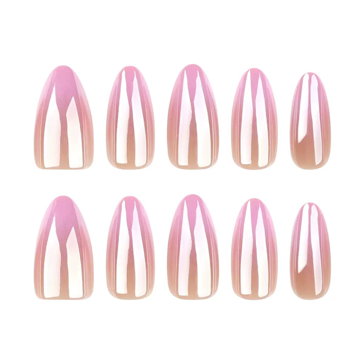 Hot-selling new almond-shaped pink gradient minimalist finished coated press-on nails
