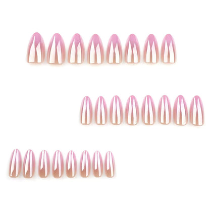 Hot-selling new almond-shaped pink gradient minimalist finished coated press-on nails