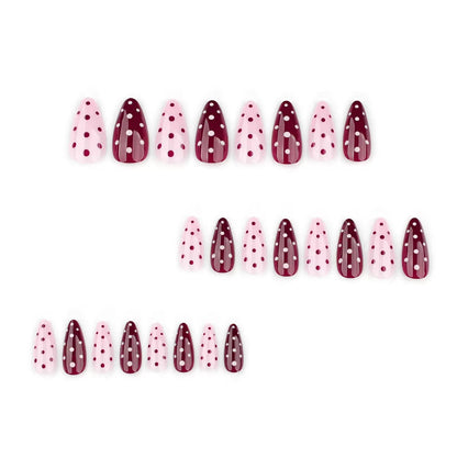 Sweet & Cool Girly Red Polka Dot Short Almond Press-On Nails
